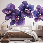 Fotobehang Groep paarse bloemen