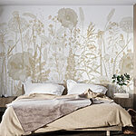 Fotobehang Grillig bloemenpatroon in beige tinten