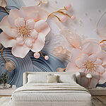 Fotobehang Delicate bloesems op vloeiende achtergrond