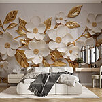 Fotobehang Elegant bloemmotief op gestructureerde achtergrond