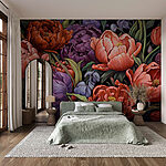 Fotobehang Levendige bloesems in rijke kleuren.