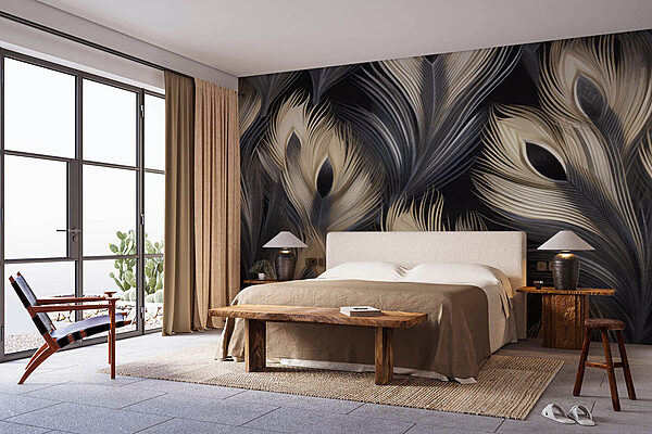 Elegant, op veren geïnspireerd ontwerp met contrast Fotobehang Elegant, op veren geïnspireerd ontwerp met contrast