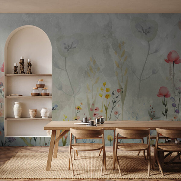 Schilderen van bloemen en planten Fotobehang Schilderen van bloemen en planten