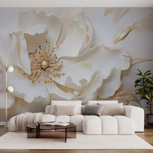 Delicate bloem met zachte texturen Fotobehang Delicate bloem met zachte texturen