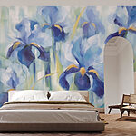 Fotobehang Schilderij van blauwe bloemen
