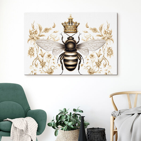 Bij met een kroon op haar hoofd Canvas Schilderijen Bij met een kroon op haar hoofd