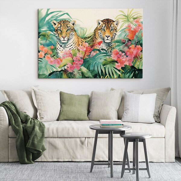 Paar jachtluipaarden in de jungle Canvas Schilderijen Paar jachtluipaarden in de jungle