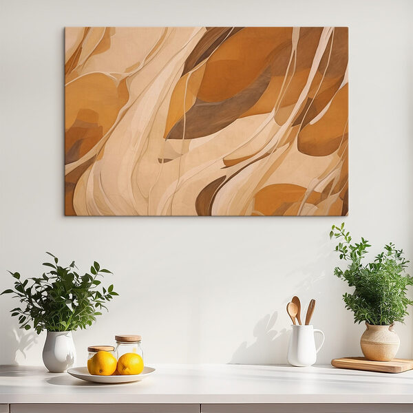 Abstracte golven van warme tinten Canvas Schilderijen Abstracte golven van warme tinten