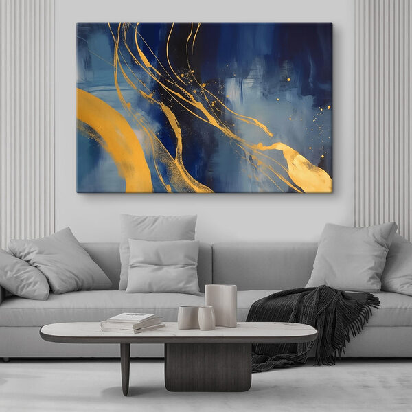 Blauw en geel schilderij Canvas Schilderijen Blauw en geel schilderij