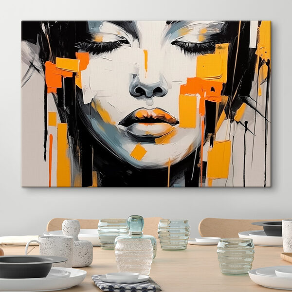 Schilderij van een vrouw’s gezicht Canvas Schilderijen Schilderij van een vrouw’s gezicht