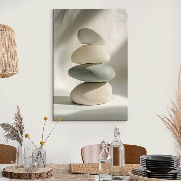 Stapel rotsen op een wit oppervlak Canvas Schilderijen Stapel rotsen op een wit oppervlak