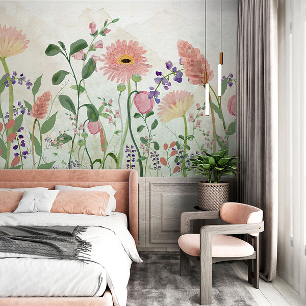 Schilderen van bloemen en planten Fotobehang Schilderen van bloemen en planten