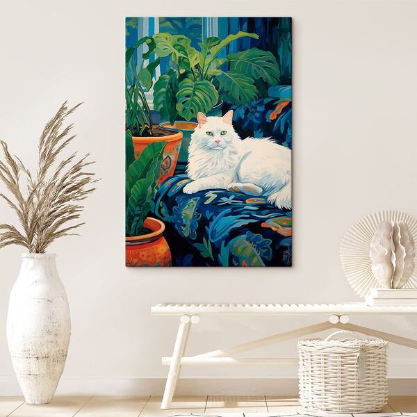 Kat liggend op een bank Canvas Schilderijen Kat liggend op een bank