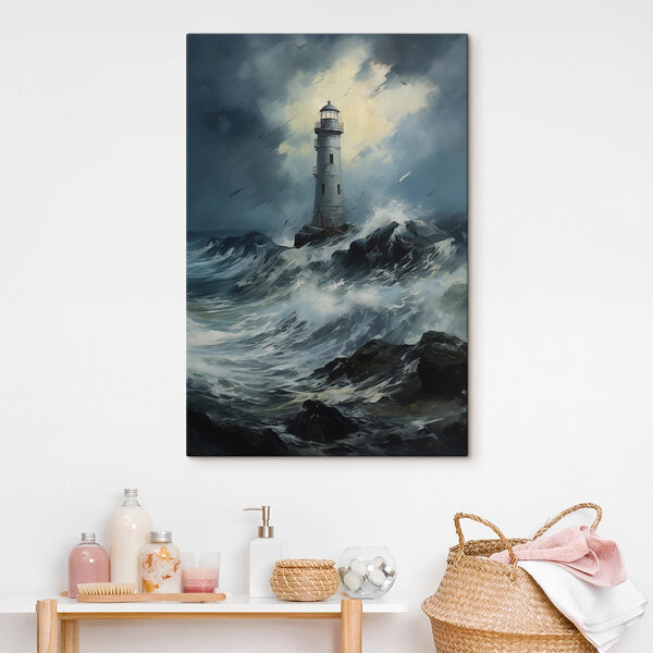Vuurtoren in de oceaan Canvas Schilderijen Vuurtoren in de oceaan