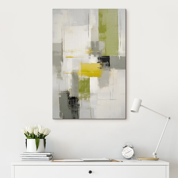 Schilderij van een grijze en gele kunst Canvas Schilderijen Schilderij van een grijze en gele kunst
