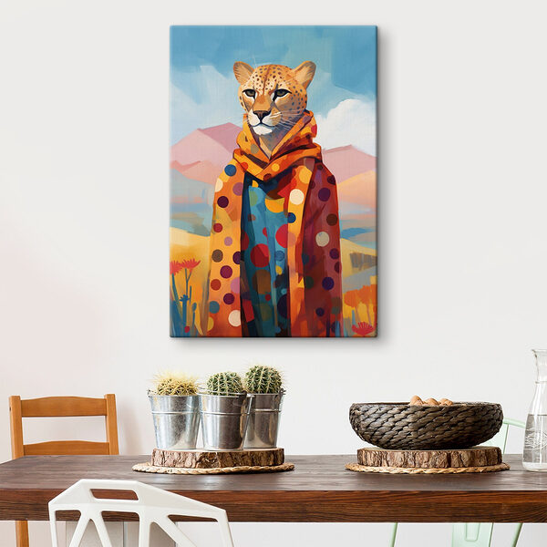 Cheetah met sjaal Canvas Schilderijen Cheetah met sjaal
