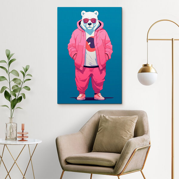 Persoon die een roze hoodie en een roze jas draagt Canvas Schilderijen Persoon die een roze hoodie en een roze jas draagt