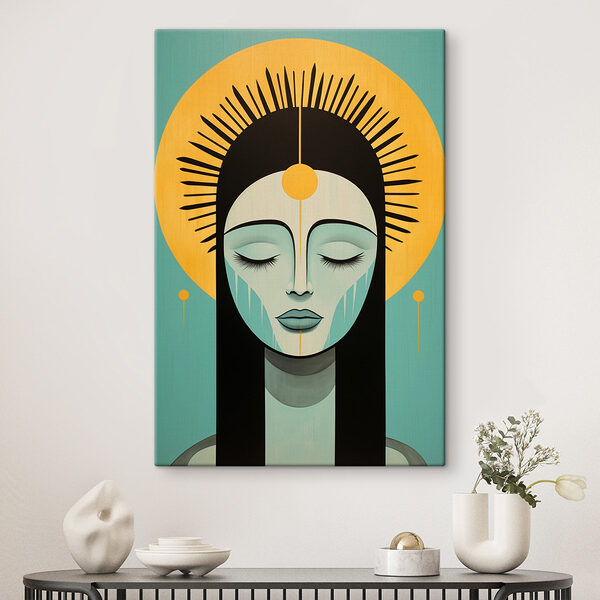 Sereen figuur in levendige kleuren Canvas Schilderijen Sereen figuur in levendige kleuren