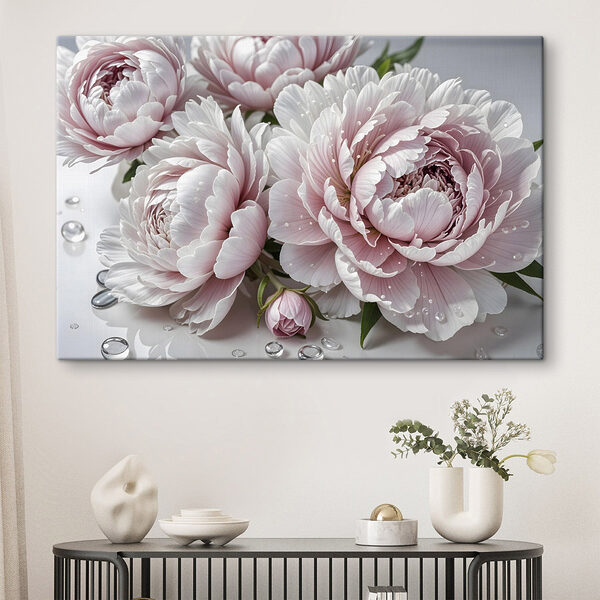 Groep roze bloemen Canvas Schilderijen Groep roze bloemen