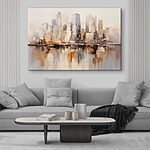 Canvas Schilderijen Schilderij van een stad met een brug over water