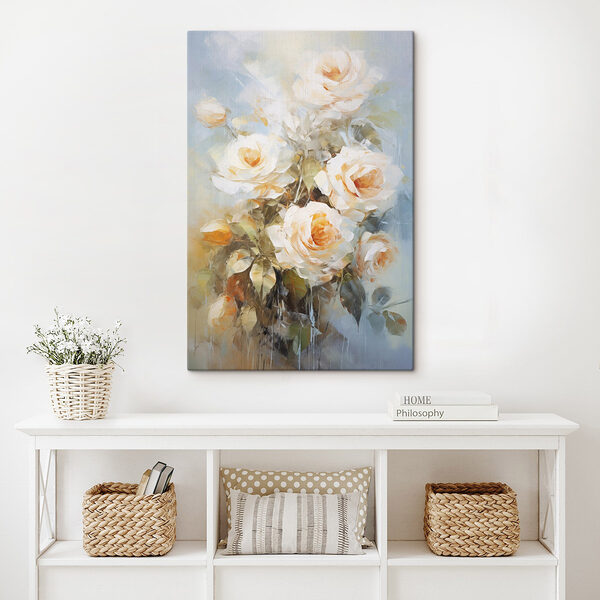 Schilderij van witte rozen Canvas Schilderijen Schilderij van witte rozen