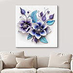 Canvas Schilderijen Blauwe en witte bloemen