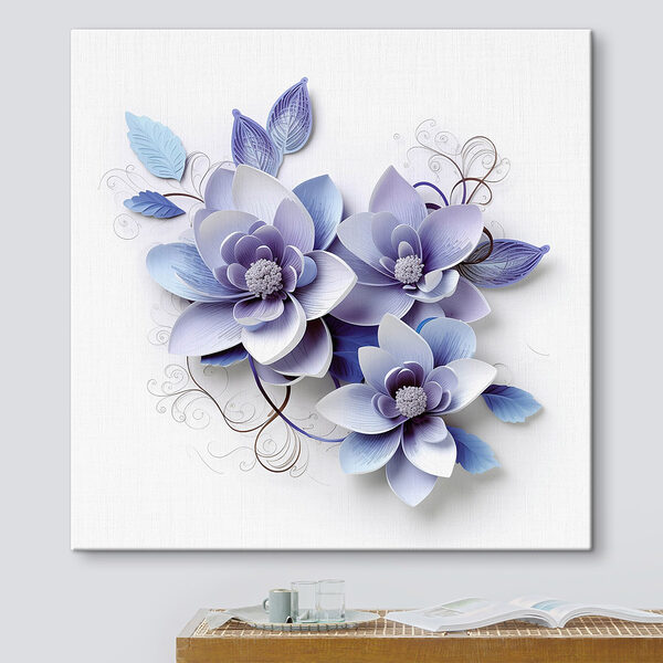 Groep bloemen met bladeren Canvas Schilderijen Groep bloemen met bladeren