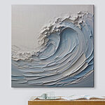 Canvas Schilderijen Witte en blauwe golf