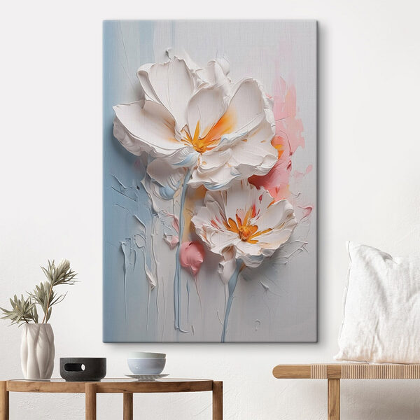 Schilderij van bloemen op een muur Canvas Schilderijen Schilderij van bloemen op een muur