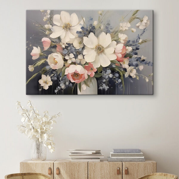 Schilderij van bloemen in een vaas Canvas Schilderijen Schilderij van bloemen in een vaas