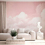 Fotobehang Roze lucht met wolken