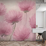 Fotobehang Schilderij van roze bloemen