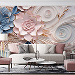 Fotobehang Papieren bloemen en bladeren
