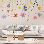 Fotobehang Aquarel van bloemen en bladeren