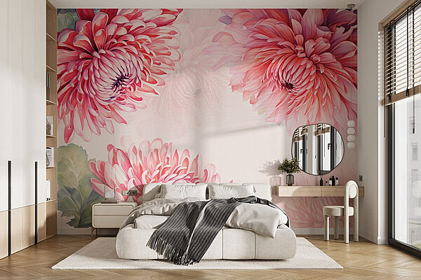 Levendige bloemen in zachte pasteltinten Fotobehang Levendige bloemen in zachte pasteltinten
