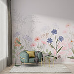 Fotobehang Delicate bloemen in zachte pastelkleuren