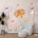 Fotobehang Groep bloemen met bladeren