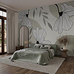 Fotobehang Elegant lijnmotief met bloemen