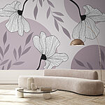 Fotobehang Elegant bloemmotief met zachte tinten