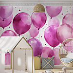 Fotobehang Groep paarse en witte ballonnen