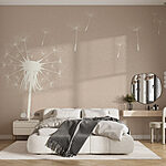 Fotobehang Paardenbloempitten vliegen door de lucht