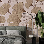 Fotobehang Elegant botanisch patroon in zachte tinten