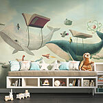 Fotobehang Walvis en walvis met boeken en een boek over hen