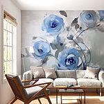 Fotobehang Schilderij van blauwe bloemen
