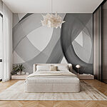 Fotobehang Grijze en witte swirls