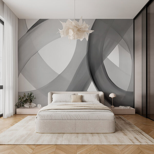Grijze en witte swirls Fotobehang Grijze en witte swirls