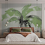 Fotobehang Palmboom beschilderd met groene verf