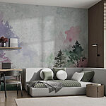 Fotobehang Schilderen van bomen en planten