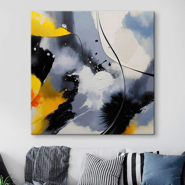 Schilderen met zwart gele en witte kleuren Canvas Schilderijen Schilderen met zwart gele en witte kleuren