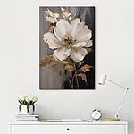 Canvas Schilderijen Elegante witte bloem op donkere achtergrond